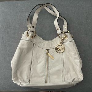 Michael Kors Cream Shoulder Bag with Gold Accents